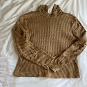 Ribbed zip up turtle neck
